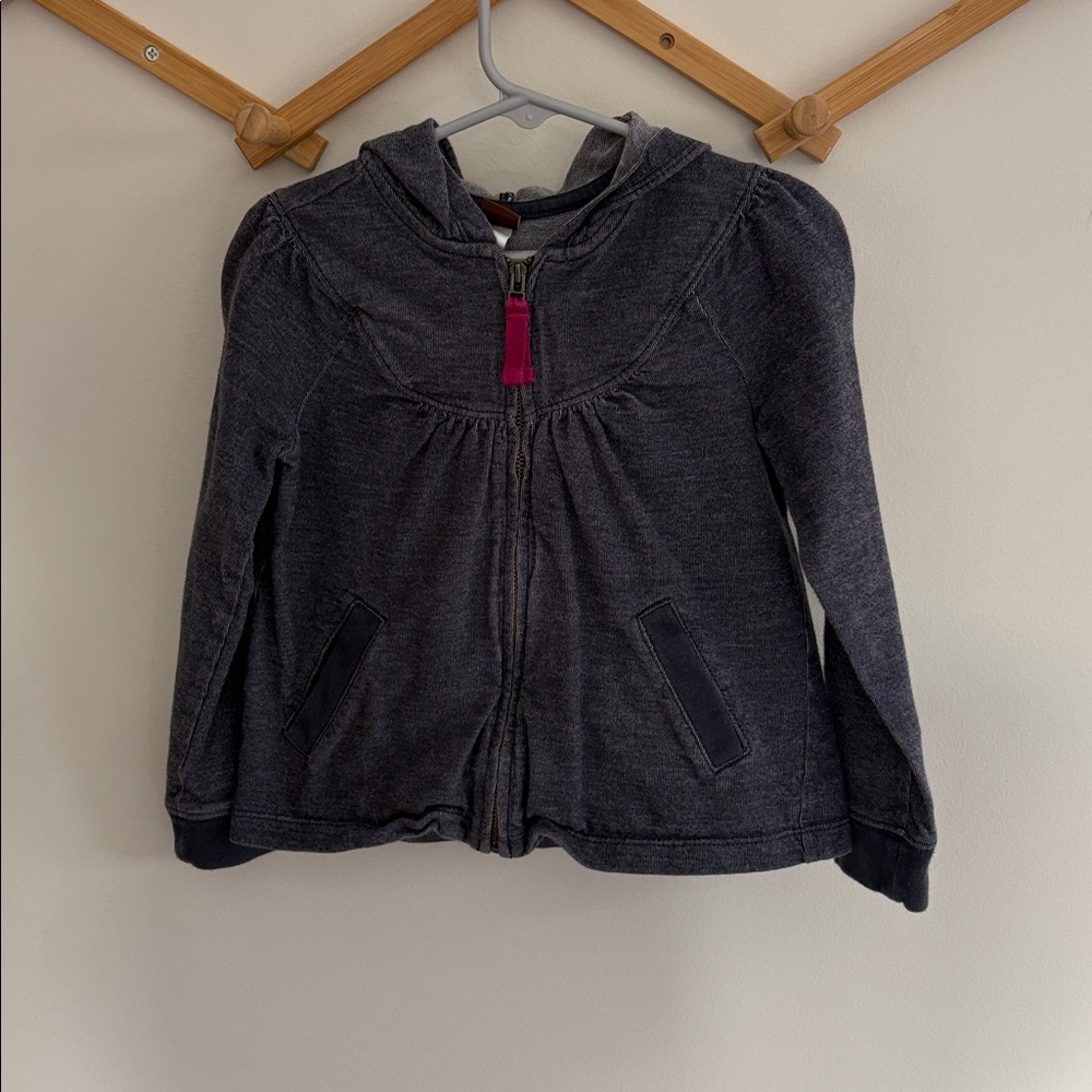 Tea Collection Zip Up Hoodie Denim Style Blue Girls Size 5